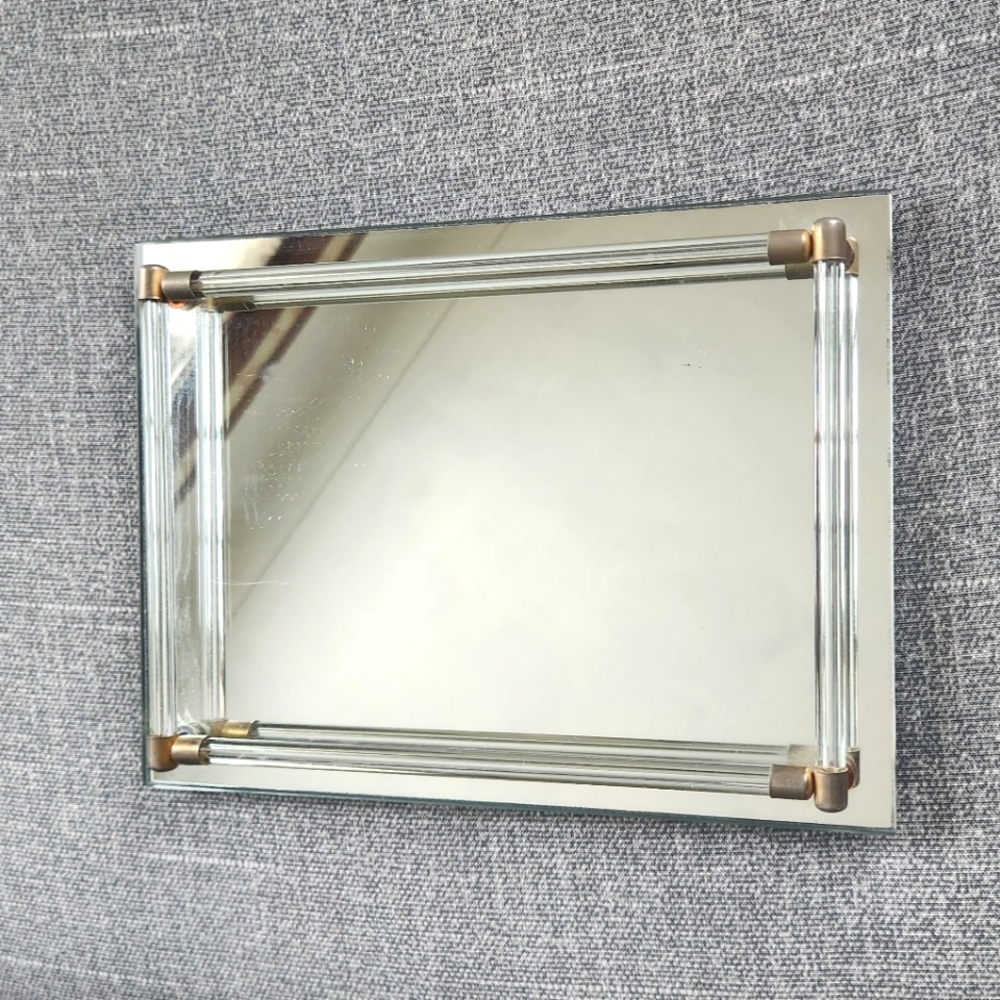 1980s glass vanity tray
